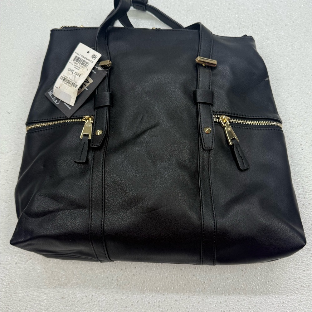 INC Haili Black Leather Backpack with Gold Accents ✨🖤